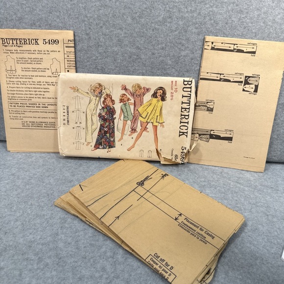 VTG 70s Butterick 5499 Girls Robe Nightgown Pajamas 10 CUT Sleepwear Cottagecore - Picture 13 of 13
